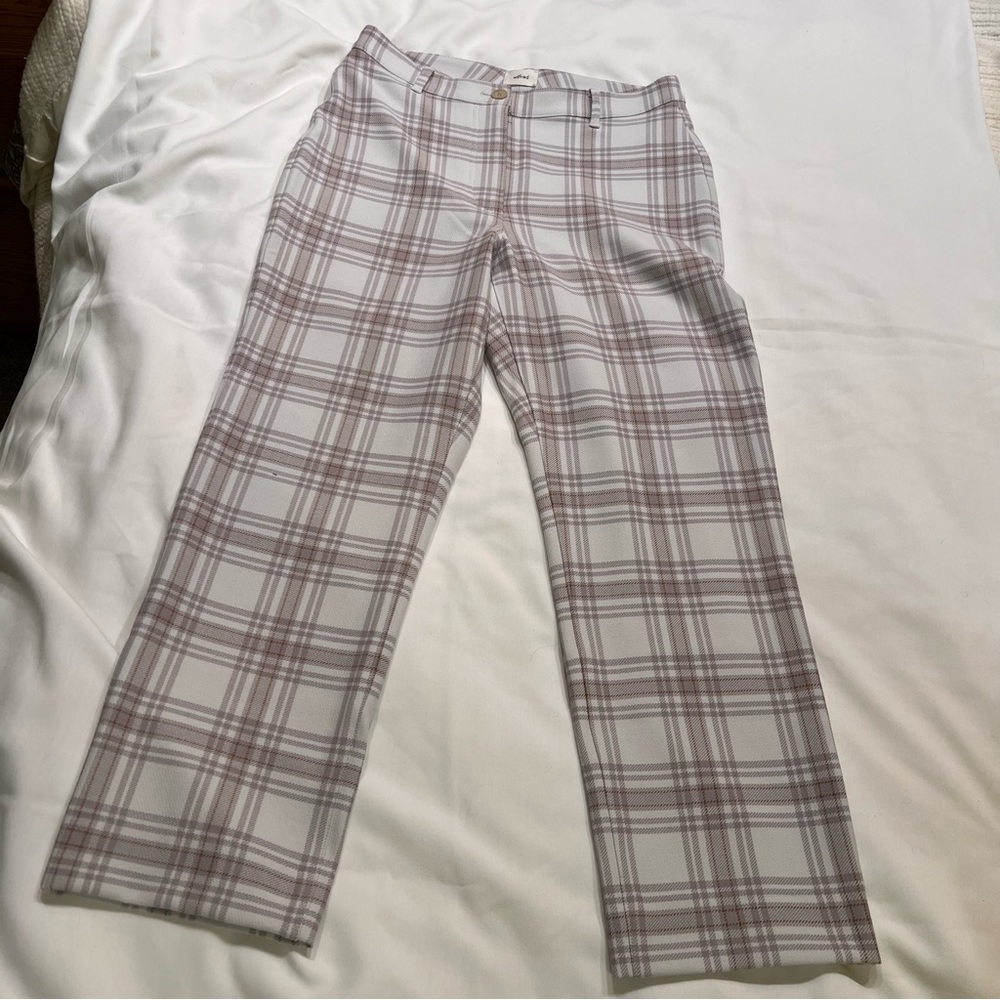 Wilfred Plaid Straight-Leg Pants Size 10